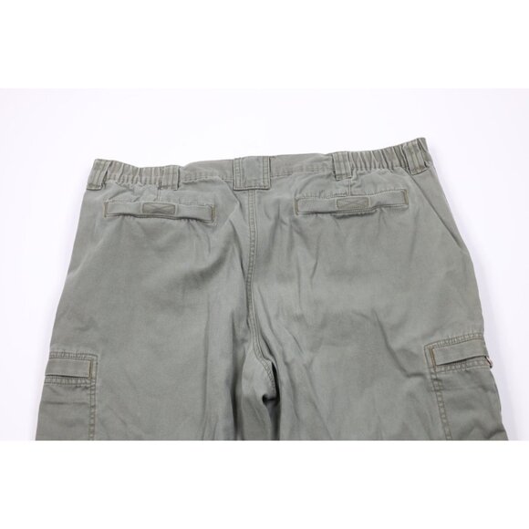 Vtg LL Bean Mens 40x30 Faded Trekking Canvas Wide Leg Cargo Pants Green Cotton - Picture 10 of 12